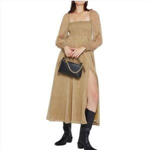 o.p.t Classic Smocked Square line Geo Print Dress Size L $150